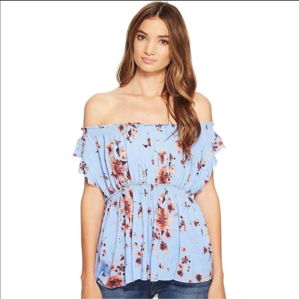 Free people blue floral baby doll top